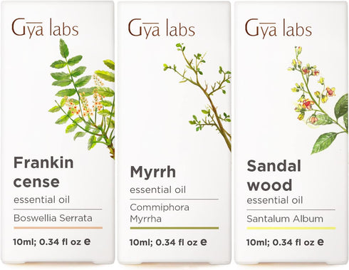 Frankincense & Myrrh Essential Oil for Diffuser & Sandalwood Essential Oils for