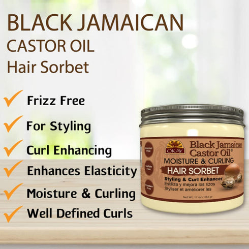 OKAY Jamaican Castor Oil Moisture & Curling Hair Sorbet 17 oz / 482 gr - Black
