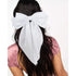 Velscrun Hair Bows for Women and Girls - 4Pcs White Silky, Navy Blue Satin, Grey Big Hair Bows