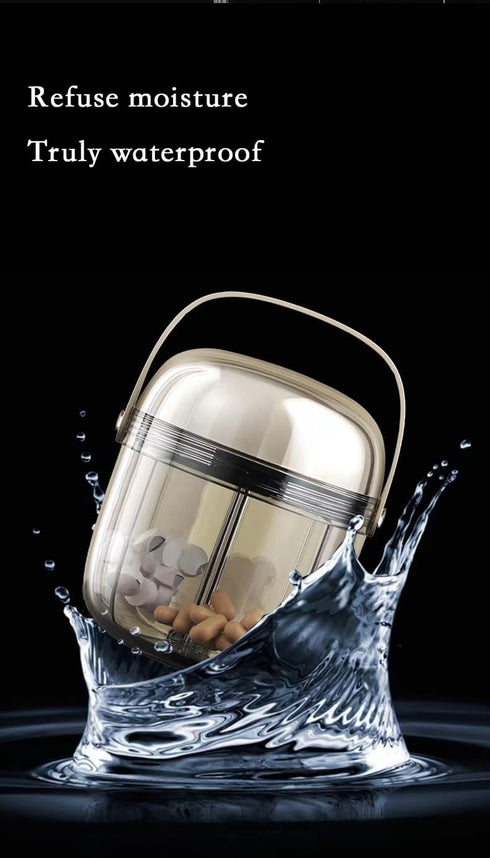 Waterproof Pill Boxes Store Vitamin Fish Oil Medicine in 4 Compartment Pill Box, Weekly Pill Organizer Designed with