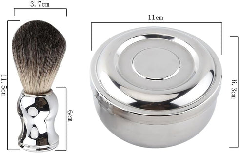 Men's Shaving Brush Set, Professional Shaving Tool Kit with Alloy Mug Bowl and Faux Hair Brush