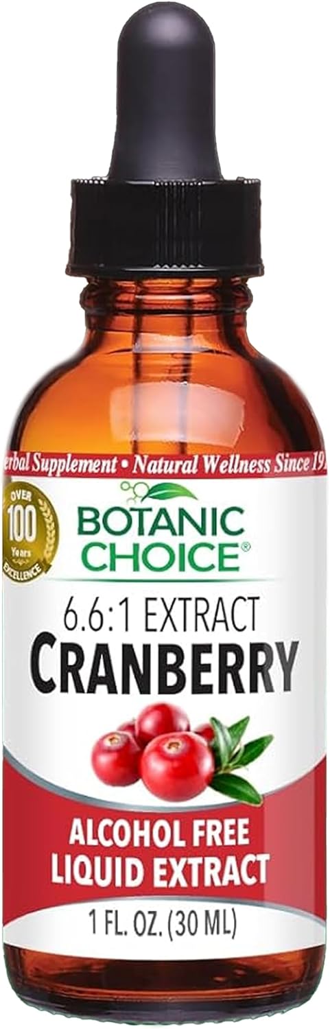 Botanic Choice Cranberry Liquid Extract, Herbal Supplement, 1 Ounce, Alcohol Free, Gluten Free, Fast Acting