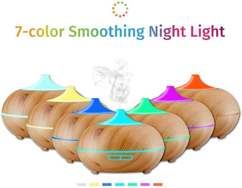 JoySusie 500ml 4 Settings, Aroma Essential Oil Diffuser, Wood Grain Ultrasonic Cool Mist Whisper-Quiet Humidifier