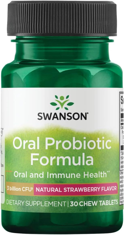 Swanson Oral Probiotic Formula - 30 Chewables, Natural Strawberry Flavor for Oral and Immune System Health