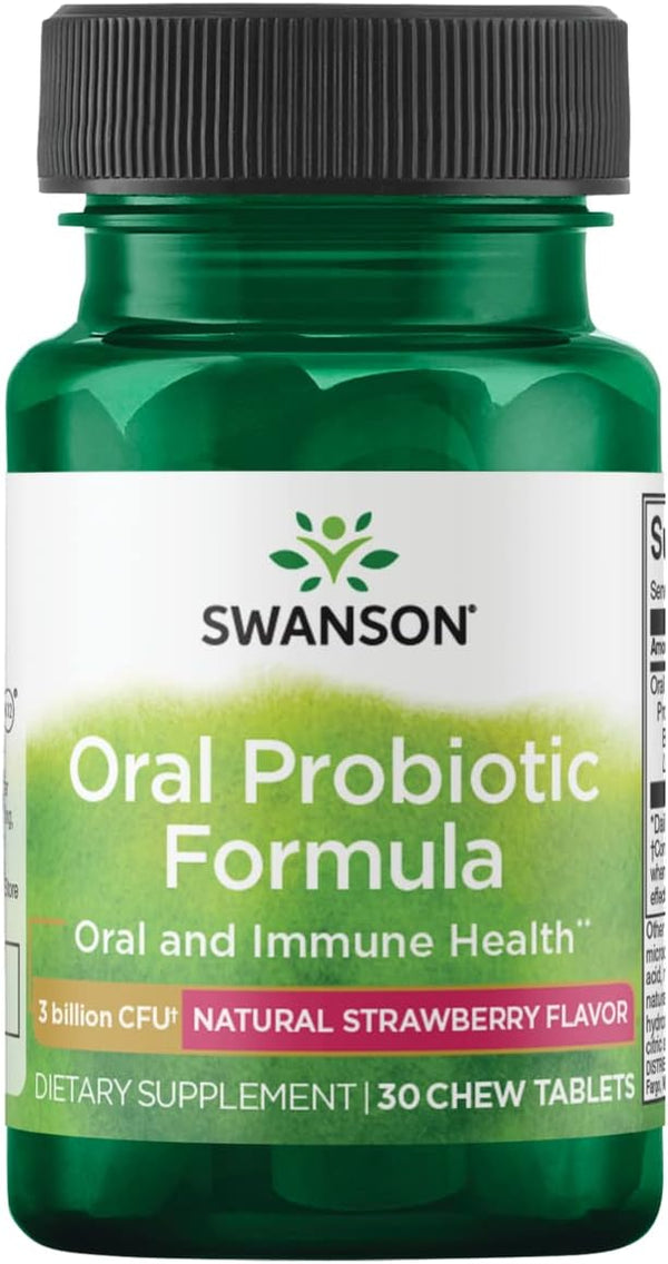 Swanson Oral Probiotic Formula - 30 Chewables, Natural Strawberry Flavor for Oral and Immune System Health