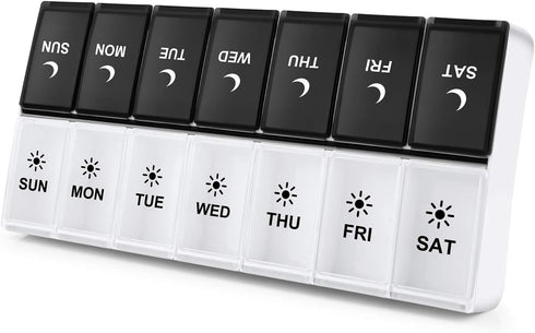 DANYING Large Pill Organizer 2 Times a Day, Weekly Box Per AM PM Case, Day Night Container for 7 Vitamins