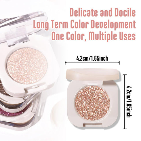 Monochrome Glittle Eyeshadow, Vegan Neutral Glittle Pressed Powder Single, Talc & Paraben Free, Moonstone (09)