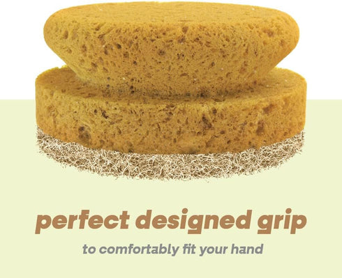 SCRUBIT Natural Scouring Pads, Eco-Friendly Scrubbing Sponges for Kitchen Cleaning, 2 Pack