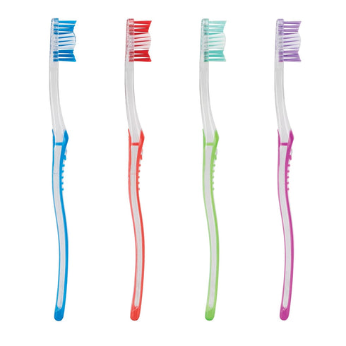 SmileGoods A385 Soft Bristle Toothbrush, 38 Tuft, 72 Individually Packaged Premium Toothbrushes, Assorted Colors Bulk