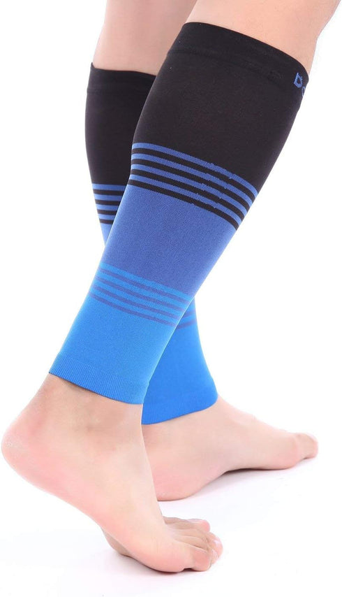 Doc Miller Compression Calf Sleeve - 20-30 mmHg Graduated Support, Knee High, Running, Shin Support, Striped Design, 1