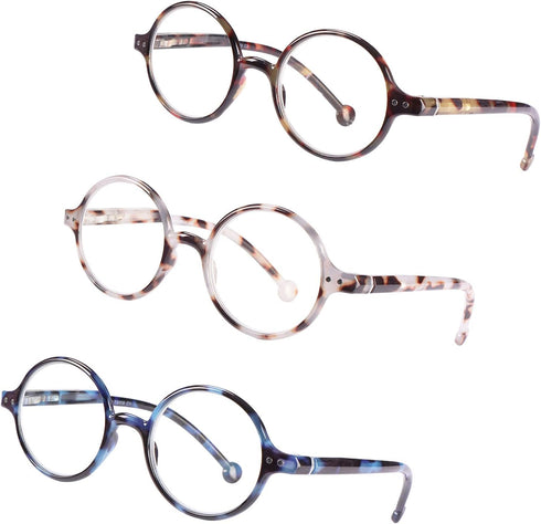 Round Reading Glasses for Women Men, Blue Light Blocking Circular Readers Unisex Ultra Lightweight Circle Cheaters