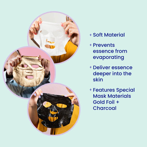 FACETORY Best of Seven Facial Masks Collection - Hydrate, Revitalize, Nourish, Purify Skin, Variety Pack of 7 Sheet