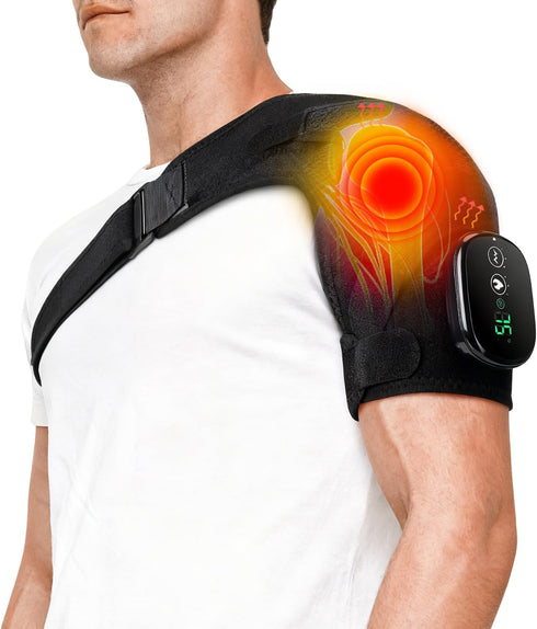 Tizwis Shoulder Heating Pad with 3 Vibration Modes, Portable Electric Cordless Shoulder Massager,Shoulder