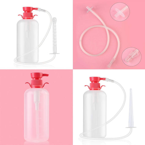 LIVE4COOL Douche Bottle for Women, 600ml Reusable Vaginal Cleansing System with 4 Nozzles