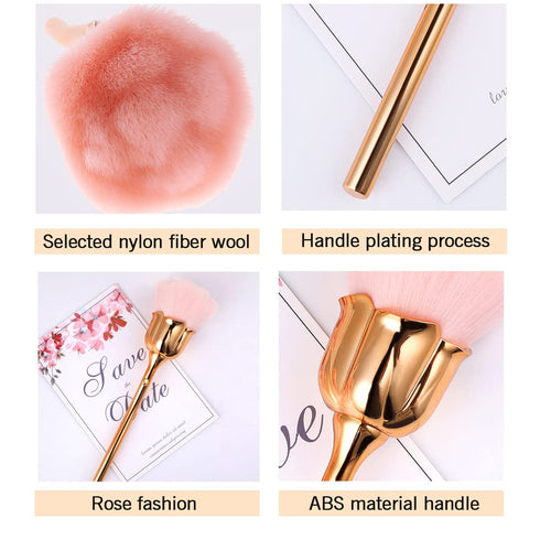 JERCLITY 2 Pieces Rose Makeup Brushes, Super Large Face Powder Makeup Brushes for Loose Powder and Nail Dust