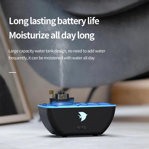 Laviniar 300ml 7 Essential Oil Diffuser, Boat Quiet Portable Humidifier Aroma Diffuser, with Colors Light
