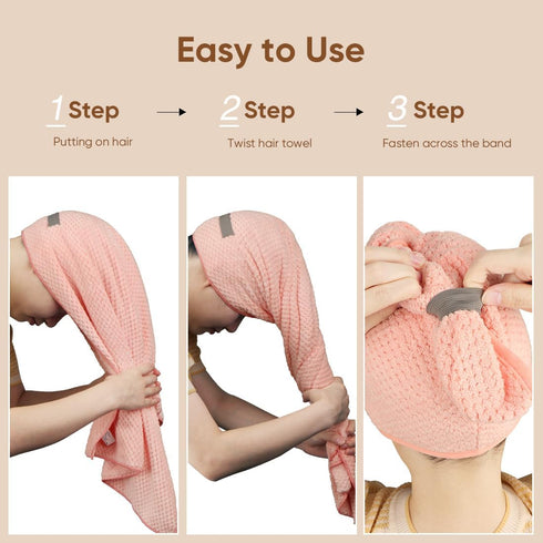 HOMEXCEL 5 Pack Microfiber Hair Towels, 40 x 20 inches, Fast Drying Turbans for Long Curly Hair