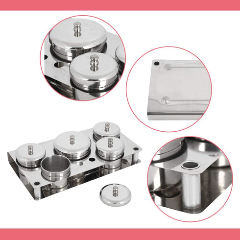 Nail Art Tools, 5pcs Stainless Steel Disinfection Case for Mini Powder & Liquid Set, Compact Manicure Tools