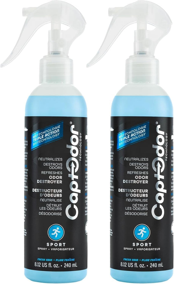 Sports Odor Destroyer Spray, 2 x 8.12oz Bottles, Deodorizer & Neutralizer for Sports Gear and Equipment