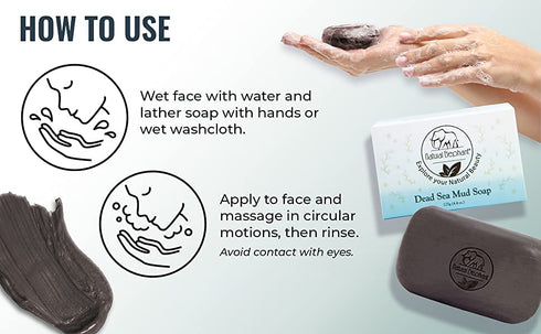 Natural Elephant Dead Sea Mud Soap 4.4 oz (125 g) – All-Natural Face and Body Cleanser with Mineral-Rich Mud