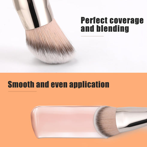 TEOYALL Large Dense Flat Angled Foundation Brush - Kabuki Brush for Liquid Cream Powder Makeup