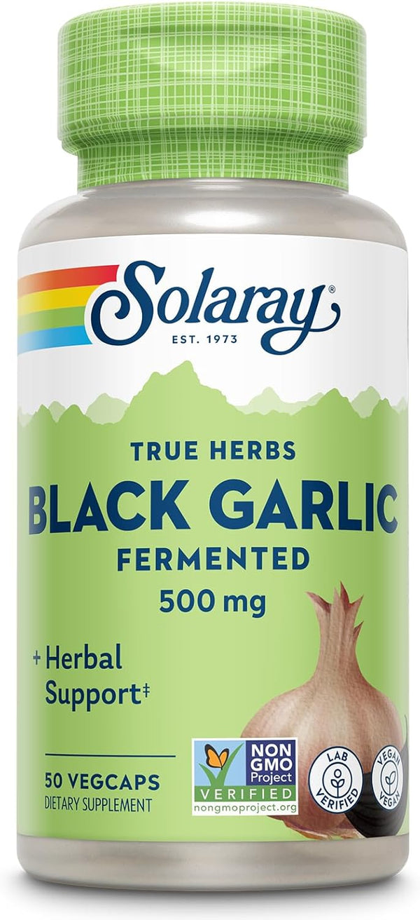 SOLARAY Black Garlic 500 mg - Antioxidant Garlic Supplements, Non-GMO, Vegan, 60-Day Guarantee, 50 VegCaps