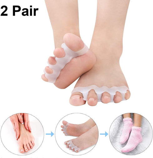 2 Pairs Toe Separators, Gel Toe Spacers for Bunion, Hammer Toe Straightener, Toe Correctors for Foot Pain Relief