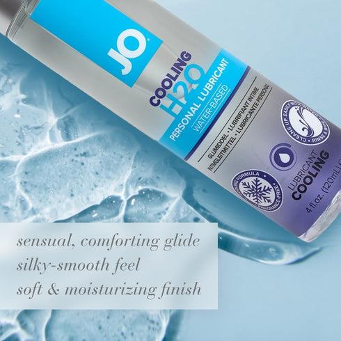 JO H2O Cooling Lube, Water Based Personal Lubricant for Couples, Edible, Travel Size, 4 fl oz