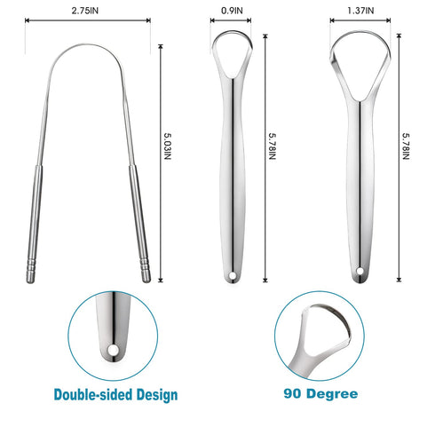 3 PCS Metal Tongue Scraper, Stainless Steel Tongue Scrapers for Adults, Portable Tongue Scrappers YLYL