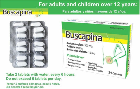 Pain Reliever for Cramps, Headaches, Irritability, Backaches, Menstrual & Joint Pain - Box of 24 Caplets