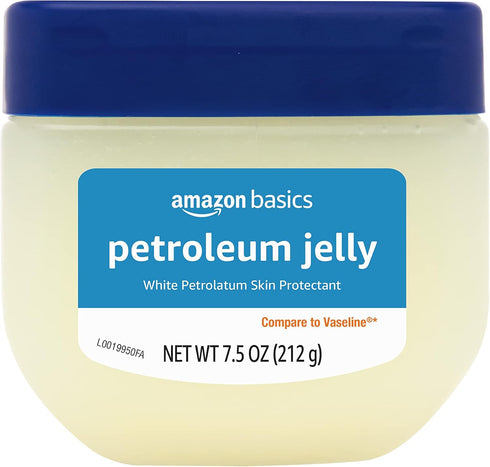 Amazon Basics Petroleum Jelly, White Petrolatum Skin Protectant, Unscented, 7.5 Ounce, Pack of 1
