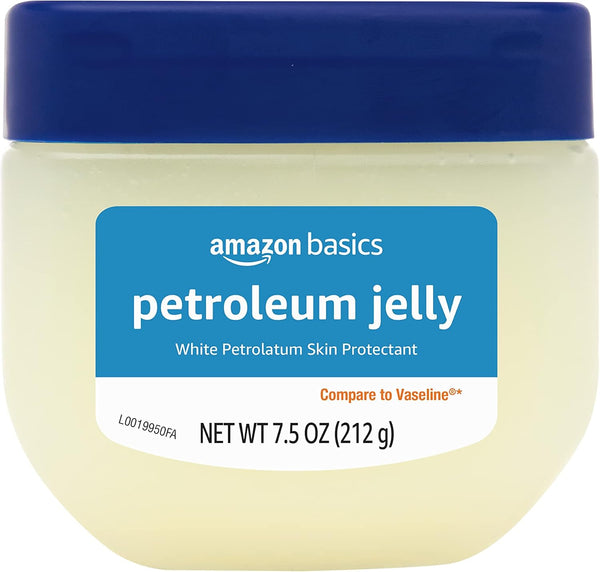 Amazon Basics Petroleum Jelly, White Petrolatum Skin Protectant, Unscented, 7.5 Ounce, Pack of 1
