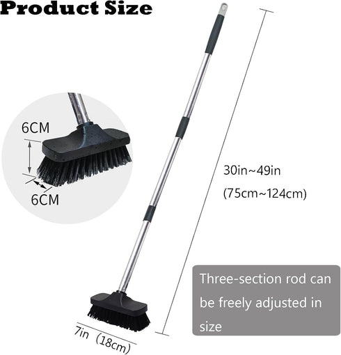 Push Broom Brush Stiff Bristles Floor Cleaning Brush Multi-Purpose Scrubber Brushes for Bathroom Bathtub Tile Floor