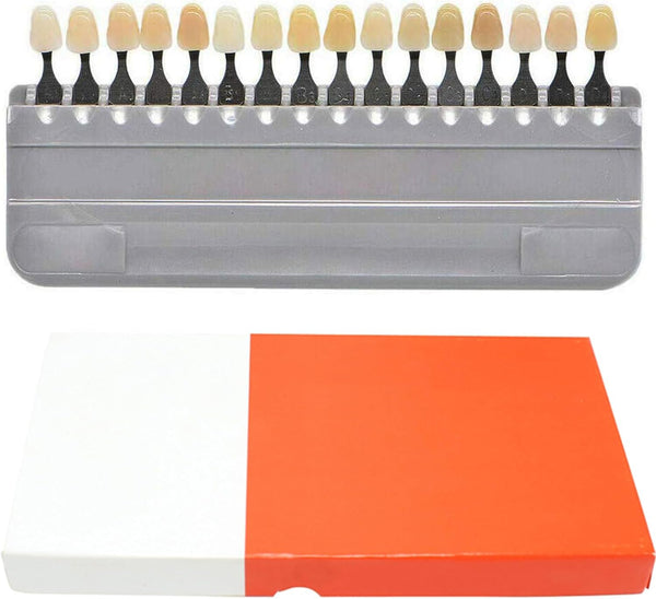 16 Colors Teeth Whitening Shade Guide, Porcelain Tooth Bleaching Shade Chart for Professional or Household Care