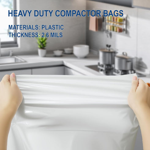 LOMHODWA 15 Inch 15 (20) Trash Compactor Bags,Fits Rectangular Drawer Compactors, White Heavy Duty Compressed For Home