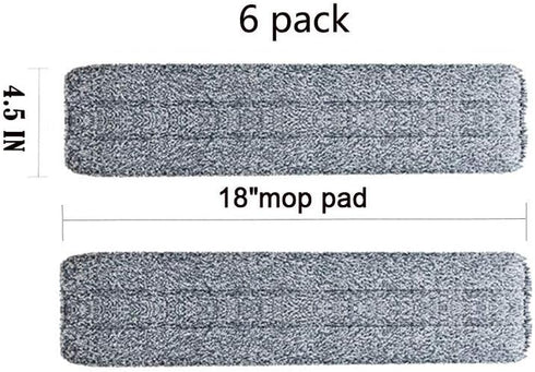 18 Inch Mop Pads Replacement, 6 Pack Washable Microfiber Mop Head Replacement
