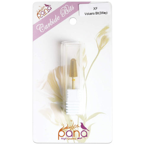 Upgraded PANA Volcano Nail Carbide Bit, Two Way Rotate for Manicure Drill Machine - 3/32" (Extra Fine - XF, GOLD)
