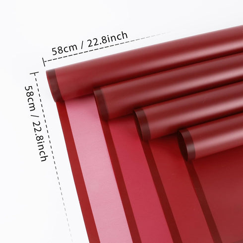 FUHITIM 20 Sheets Flower Wrapping Paper - Waterproof Floral Bouquet Packaging Paper for DIY Crafts,Florist Supplies Packaging Paper for Wedding Birthday Gift (Translucent Wine Red)
