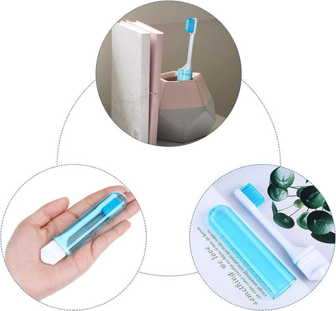 Patelai 2 Pcs Travel Toothbrush Bulk - Folding Mini Toothbrush with Case, Soft Portable Individually Wrapped for Travel
