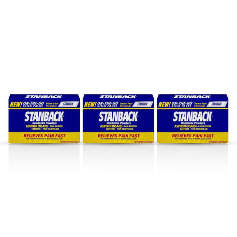 Stanback Headache Powders, Fast Pain Relief with Aspirin and Caffeine, 50 Count (3 Pack)
