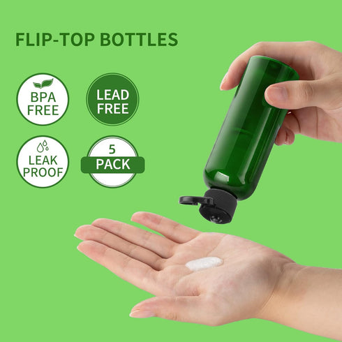 LISAPACK 3.4 oz Travel Bottles for Toiletries, Plastic Travel Size Containers for Shampoo Conditioner TSA Approved