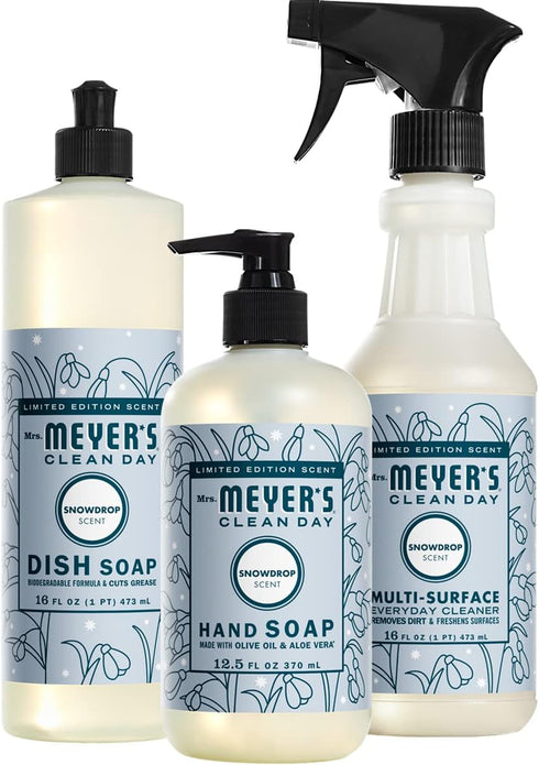 Mrs. MEYER'S Kitchen Set, Dish Soap, Hand Soap, and Multi-Surface Cleaner, 3