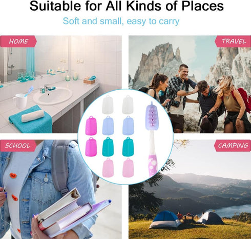 V-TOP 10 Pack Toothbrush Covers Caps, Silicone Portable Tooth Brush Protector for Travel, Home and Outdoor