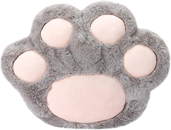 Rubber Hot Water Bottle with Cute Faux Fur Cover, Gray Paw01