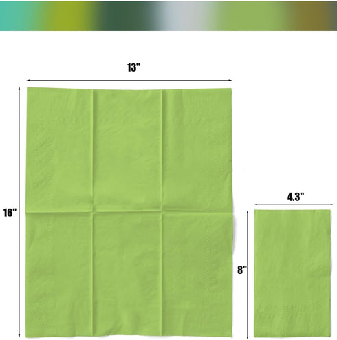 qiqee Green Series 6 Colors Dinner Paper Napkins, Disposable Hand Towels for Birthday, Wedding, Party (192 Count)
