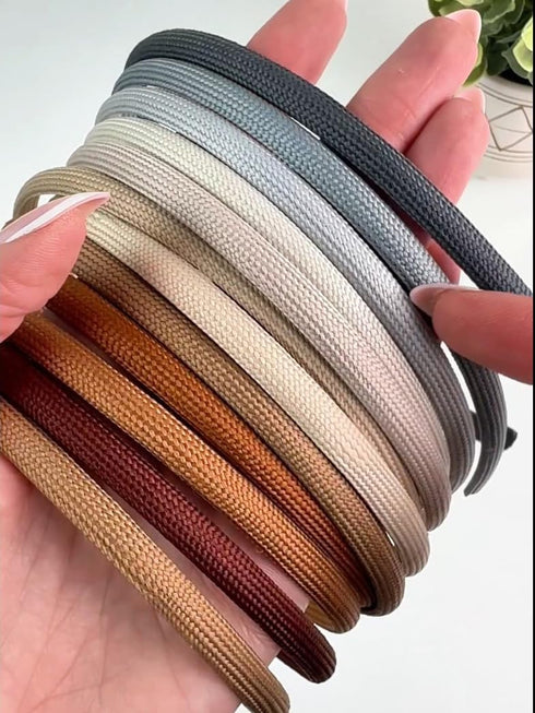 Heliums Thin Headbands - 8mm Stylish Hairbands for Women and Girls, 4 Count, Blends with Hair Color (Dark Grey, Light
