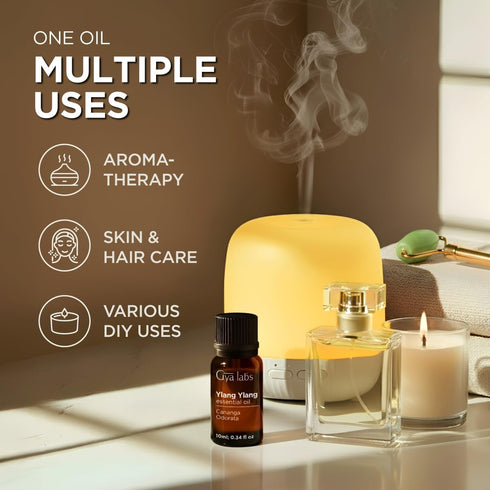 Set Set 2x10ml Ylang Ylang Essential Oil for Skin & Rose Essential Oils for Skin Use - Aromatherapy Grade Essential