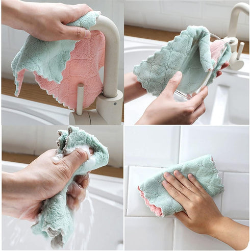 10 Pack Kitchen Cloth, Microfiber Dish Towels, Super Absorbent Coral Velvet Cleaning Cloths, Quick Dry Dish Towels