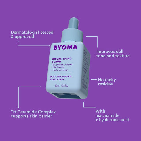 BYOMA Brightening Serum - Hydrating Face Serum with Hyaluronic Acid, Niacinamide & Ceramides - 1.01 fl. oz for Glowing