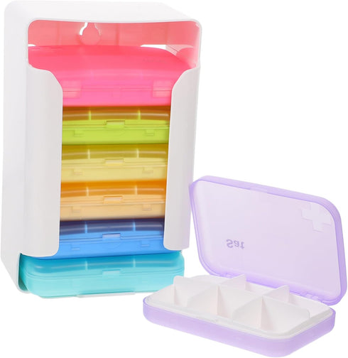 Holibanna Portable Weekly Medicine Organizer Case with Lid Lightweight Pill Box Container